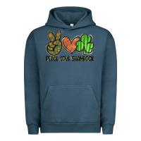 Pigment Midnight Navy peace love shamrock Urban Hoodie - FaDigitalArtStudio