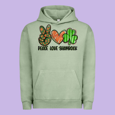 Peace Love Shamrock Urban Hoodie Designed By Fadigitalartstudio