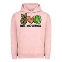 Pigment Salmon peace love shamrock Urban Hoodie - FaDigitalArtStudio