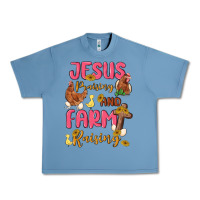 Pebble Blue jesus praising and farm raising Urban Heavy Tee - MaliasSmallBusiness