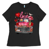 Black valentine's day truck love bird letter Ladies Tee - FaDigitalArtStudio