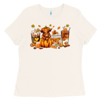 Bone Fall Autumn cow pumpkin coffee cups Ladies Tee - RanaPortraitStore