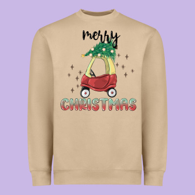 Merry Christmas Kids Car Heavyweight Sweatshirt Designed By Maliassmallbusiness