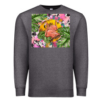 Charcoal Heather flamingo with leopard Premium Sweatshirt - TumblerDesignByShophia