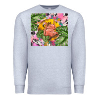 Heather Grey flamingo with leopard Premium Sweatshirt - TumblerDesignByShophia