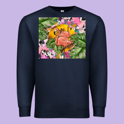 Flamingo With Leopard Premium Sweatshirt Designed By Tumblerdesignbyshophia