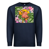 Navy flamingo with leopard Premium Sweatshirt - TumblerDesignByShophia