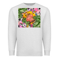 Oatmeal Heather flamingo with leopard Premium Sweatshirt - TumblerDesignByShophia