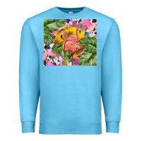 Ocean Blue flamingo with leopard Premium Sweatshirt - TumblerDesignByShophia