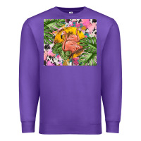 Purple flamingo with leopard Premium Sweatshirt - TumblerDesignByShophia