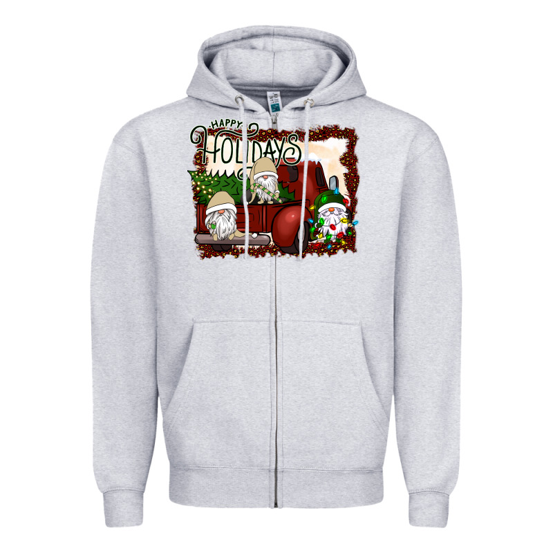 Happy Holidays Gnomes Christmas Truck Zipper Hoodie by Bettercallsaul | Teevron