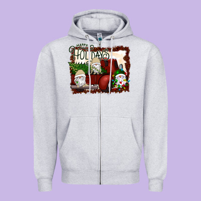 Happy Holidays Gnomes Christmas Truck Zipper Hoodie Designed By Bettercallsaul