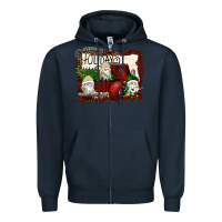 Navy happy holidays gnomes Christmas Truck Zipper Hoodie - Bettercallsaul
