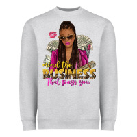 Heather Grey mind the business that pays you afro woman Heavyweight Sweatshirt - NancyCooperArtShop