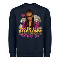 Navy mind the business that pays you afro woman Heavyweight Sweatshirt - NancyCooperArtShop