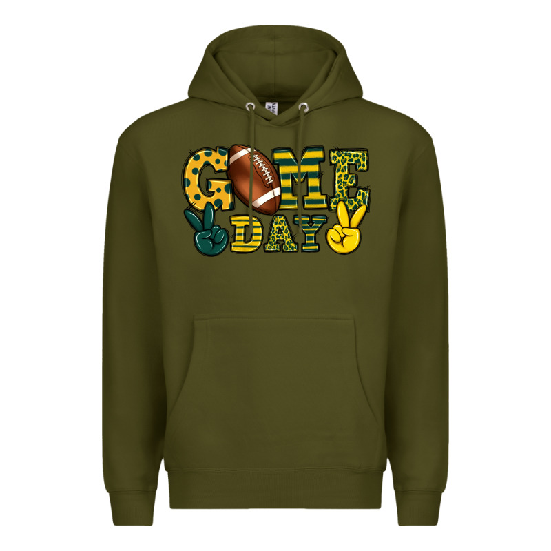 Game Day Yellow And Green Team Color Premium Hoodie by HowdyJamesFarm | Teevron