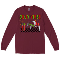 Burgundy jolly vibes Long Sleeve Tee - MaliasSmallBusiness