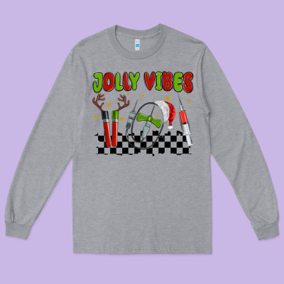 Jolly Vibes Long Sleeve Tee Designed By Maliassmallbusiness