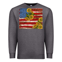 Charcoal Heather American flag sunflowers with leopard Premium Sweatshirt - TumblerDesignByShophia