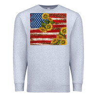 Heather Grey American flag sunflowers with leopard Premium Sweatshirt - TumblerDesignByShophia