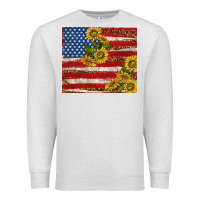 Oatmeal Heather American flag sunflowers with leopard Premium Sweatshirt - TumblerDesignByShophia