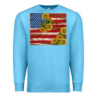 Ocean Blue American flag sunflowers with leopard Premium Sweatshirt - TumblerDesignByShophia
