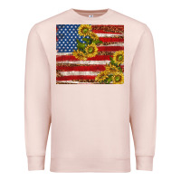 Pale Pink American flag sunflowers with leopard Premium Sweatshirt - TumblerDesignByShophia