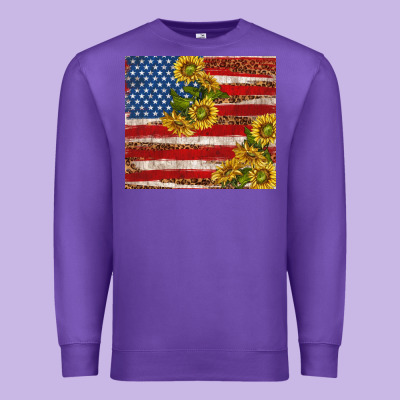 American Flag Sunflowers With Leopard Premium Sweatshirt Designed By Tumblerdesignbyshophia