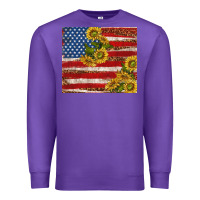 Purple American flag sunflowers with leopard Premium Sweatshirt - TumblerDesignByShophia