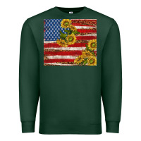 Sports Green American flag sunflowers with leopard Premium Sweatshirt - TumblerDesignByShophia