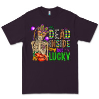 Plum mardi gras dead inside but lucky  with skeleton Premium Tee - AdoDesignShop
