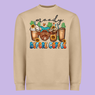 Moody Before Coffee Heavyweight Sweatshirt Designed By Maliassmallbusiness