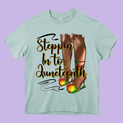 Steppin' In To Juneteenth Heels Heavy Core Tee Designed By Hra Design Shop