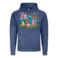 Vintage Denim Easter gnomies with truck Vintage Hoodie - NancyCooperArtShop