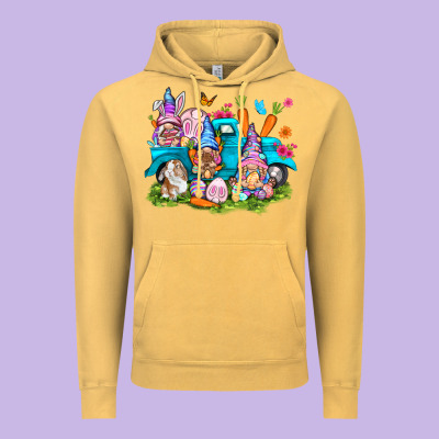 Easter Gnomies With Truck Vintage Hoodie Designed By Nancycooperartshop