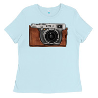 Baby Blue vintage camera Ladies Tee - FaDigitalArtStudio