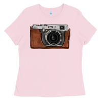 Bubblegum Pink vintage camera Ladies Tee - FaDigitalArtStudio