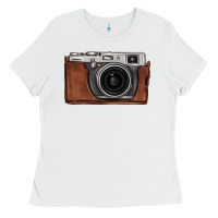 White vintage camera Ladies Tee - FaDigitalArtStudio