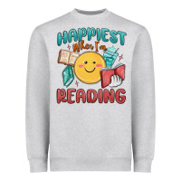 Heather Grey happiest when i'm reading Heavyweight Sweatshirt - MaliasSmallBusiness