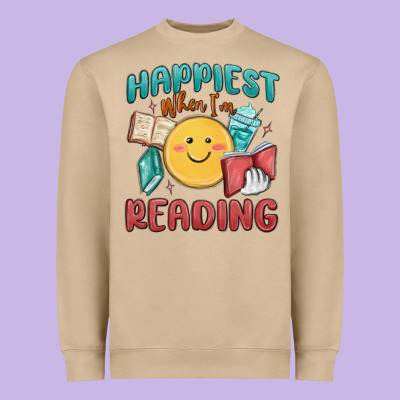 Happiest When I'm Reading Heavyweight Sweatshirt Designed By Maliassmallbusiness