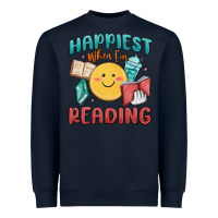 Navy happiest when i'm reading Heavyweight Sweatshirt - MaliasSmallBusiness