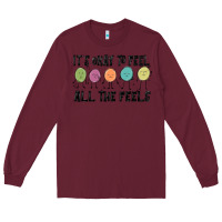 Burgundy ıt's okay to feel all the feels Long Sleeve Tee - MaliasSmallBusiness