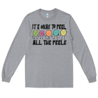 Heather Grey ıt's okay to feel all the feels Long Sleeve Tee - MaliasSmallBusiness