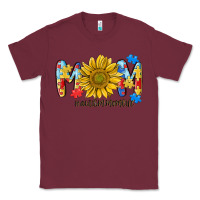 Burgundy autism mom life sunflower Classic Tee - MaliasSmallBusiness