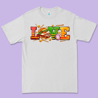 Love With Hamburger Premium Tee Designed By Adodesignshop