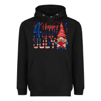 Black Happy 4th Of July with gnome Heavyweight Hoodie - HowdyJamesFarm