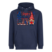 Navy Happy 4th Of July with gnome Heavyweight Hoodie - HowdyJamesFarm