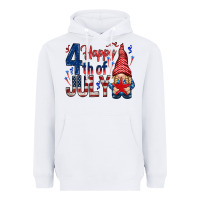 White Happy 4th Of July with gnome Heavyweight Hoodie - HowdyJamesFarm