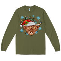 Army Green christmas cow Long Sleeve Tee - MaliasSmallBusiness