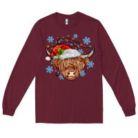 Burgundy christmas cow Long Sleeve Tee - MaliasSmallBusiness